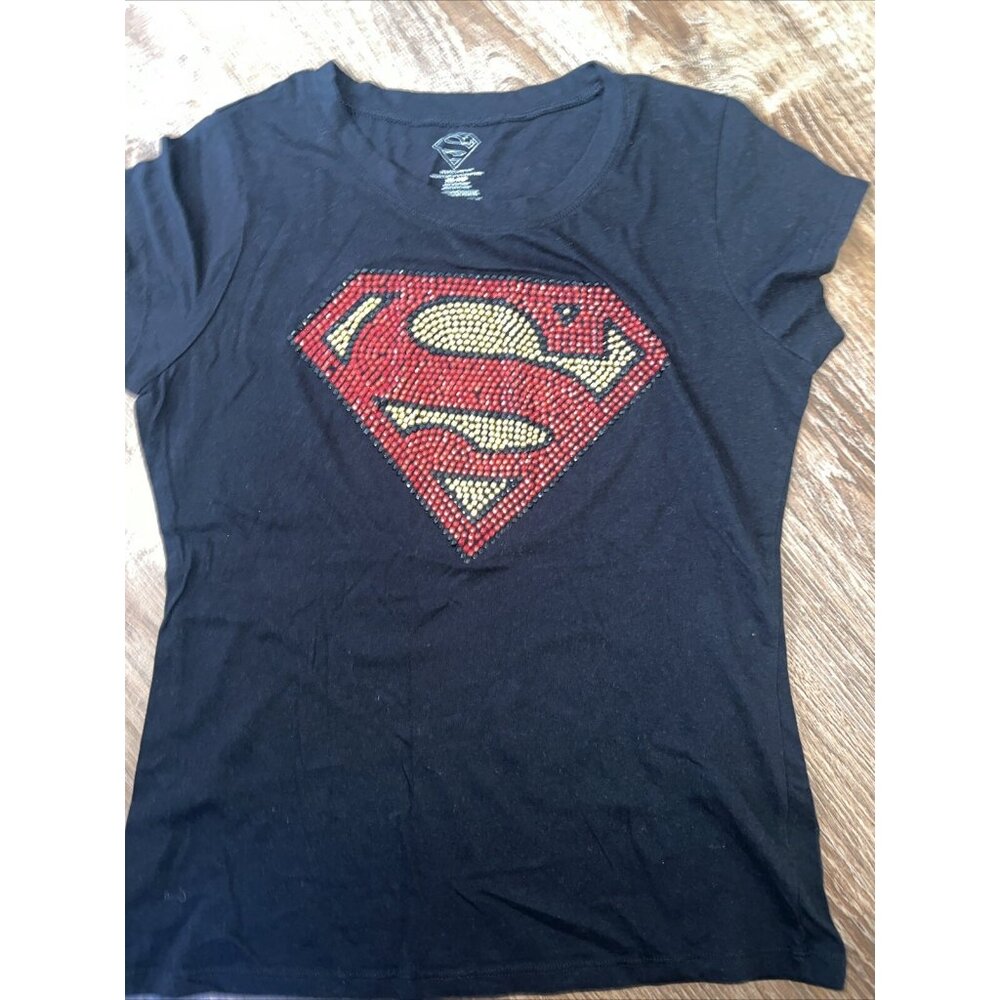 Superman Logo DC Comics Graphic T-Shirt Black (Mens Size XLarge)‎